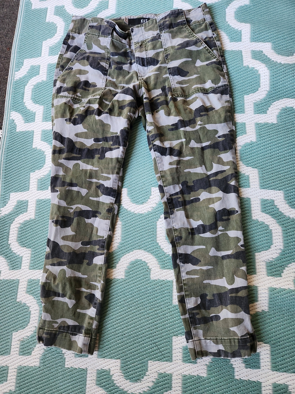 Kut from the Kloth Olive & Black Camo Straight Leg Jeans